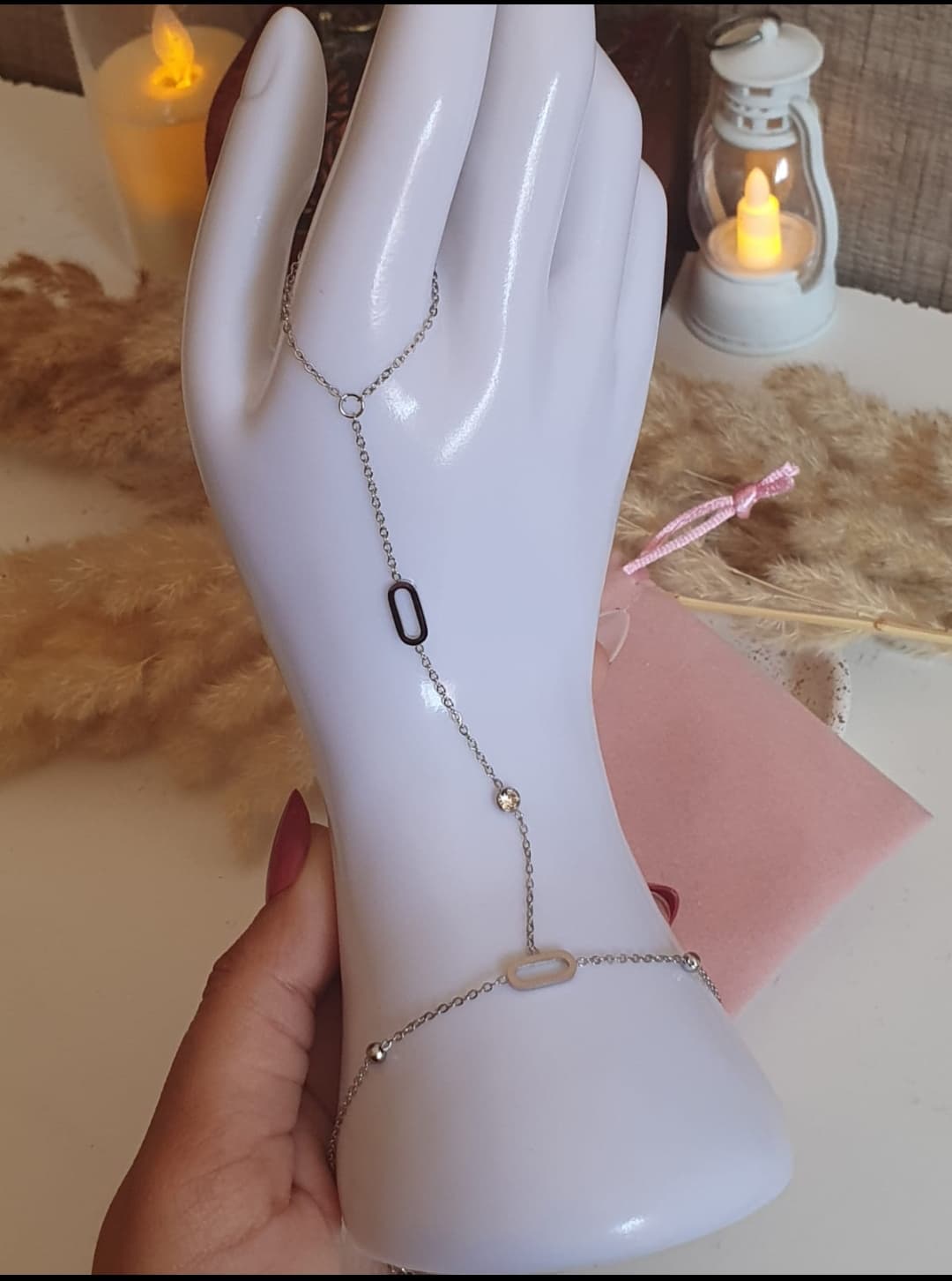 Bracelet-bague argenté